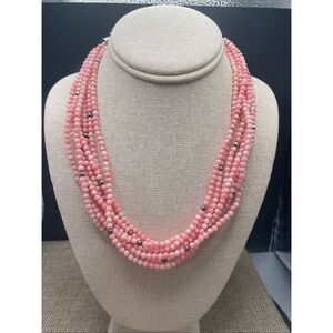 Jay King Pink Multi-Strand Beaded Statement Necklace with Silver Accents New